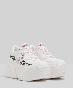 Women's White Hello Kitty Printed Platform Sneakers