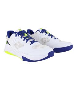 Allsix Adult Volleyball Shoes - White / Blue / Neon Yellow - Confort