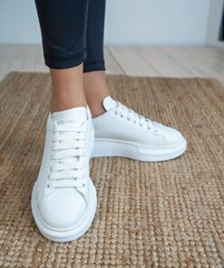 Unisex White Thick Sole Sneaker Sports Shoes