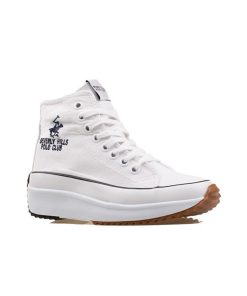 Polo Club White Thick Sole High Top Linen Sports Shoes