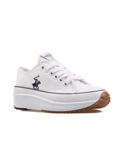 Polo Club White Thick Sole Linen Sports Shoes
