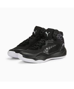 378326 Playmaker Pro Mid Courtside Black-white Adult Unisex Basketball Shoe