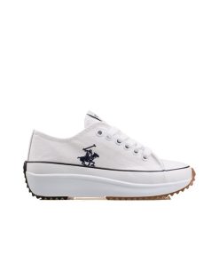 Polo Club White Thick Sole Linen Sports Shoes