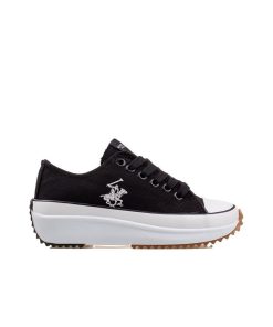Polo Club Black-white Thick Sole Linen Sports Shoes